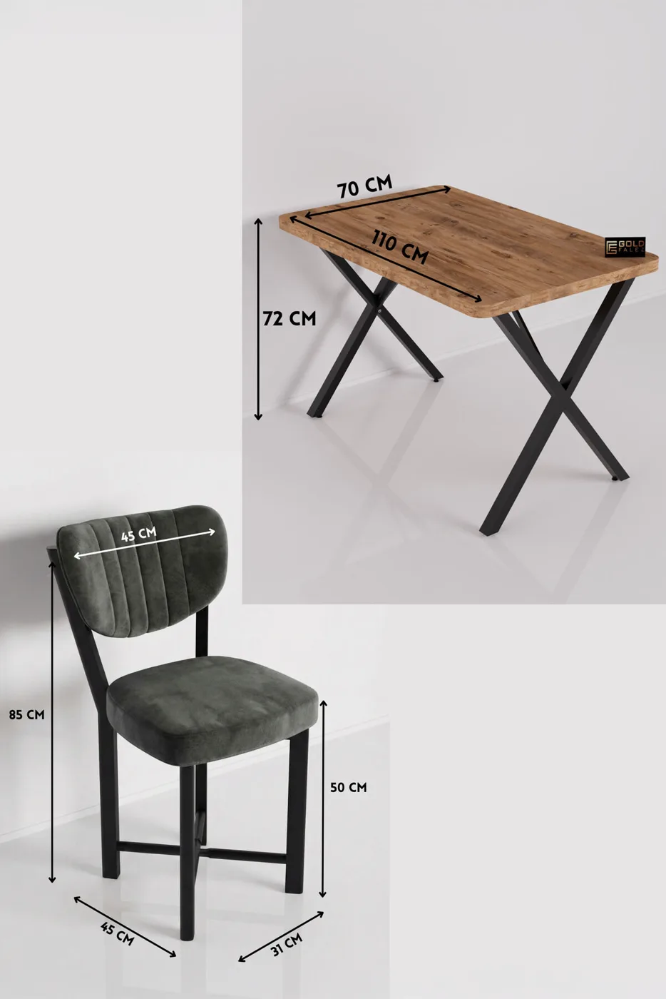 MD Elma Table Set Multi-colour Grey 110x70 cm