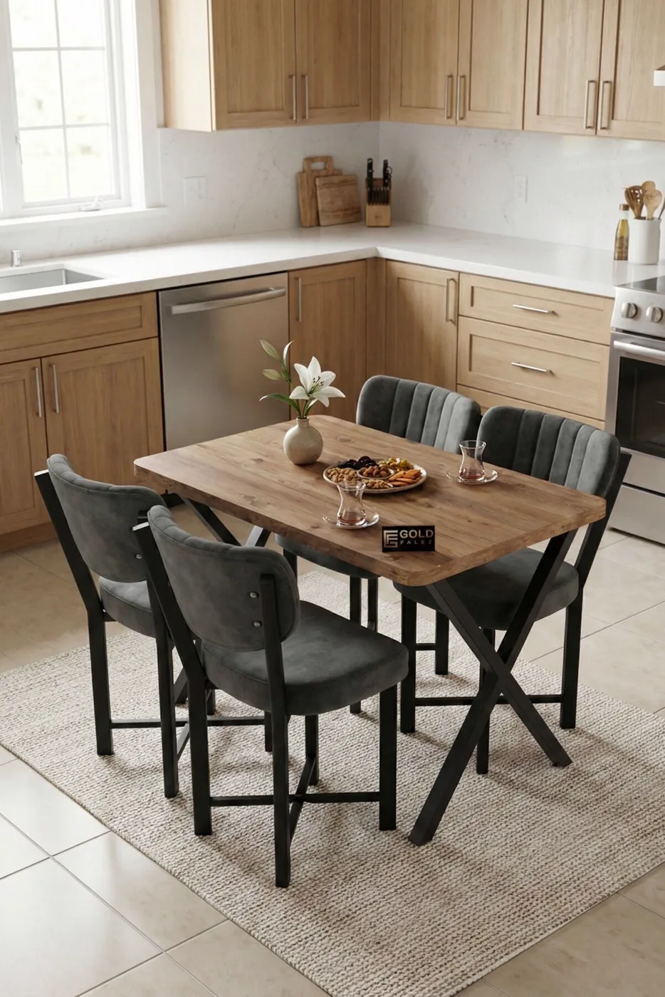 MD Elma Table Set Multi-colour Grey 110x70 cm