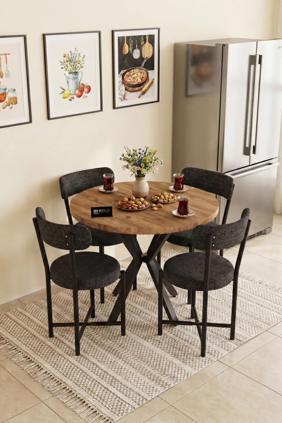 MD Teddy Table Set Multi-colour Anthracite 90 cm