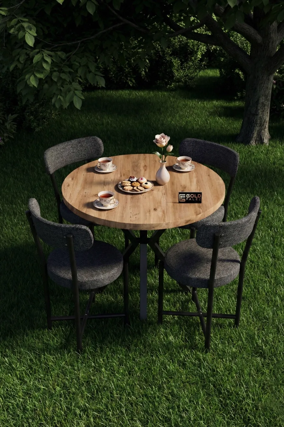 MD Teddy Table Set Multi-colour Anthracite 90 cm