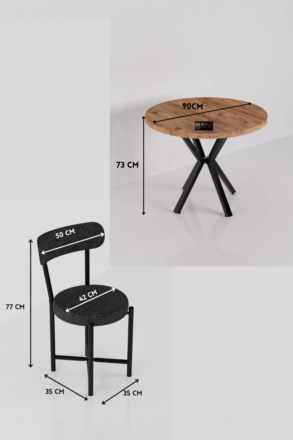 MD Teddy Table Set Multi-colour Anthracite 90 cm