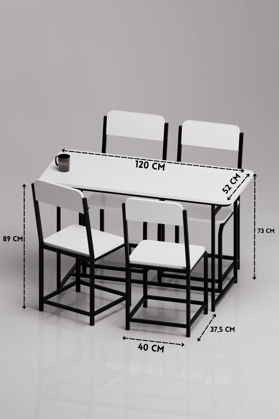 Minör Mutfak Masası Takımı Suntalam Beyaz 120x52
