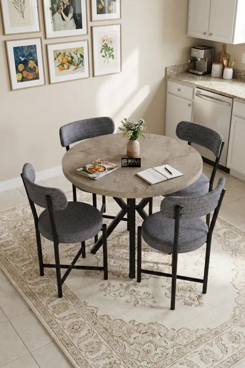 MD Teddy Table Set Ecru Anthracite 90 cm