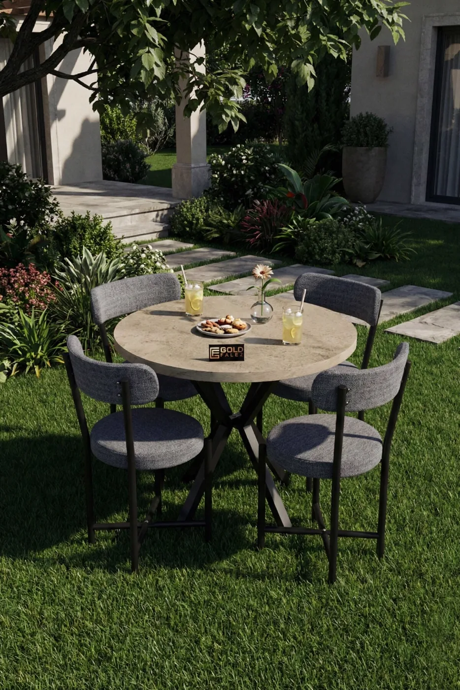 MD Teddy Table Set Ecru Anthracite 90 cm