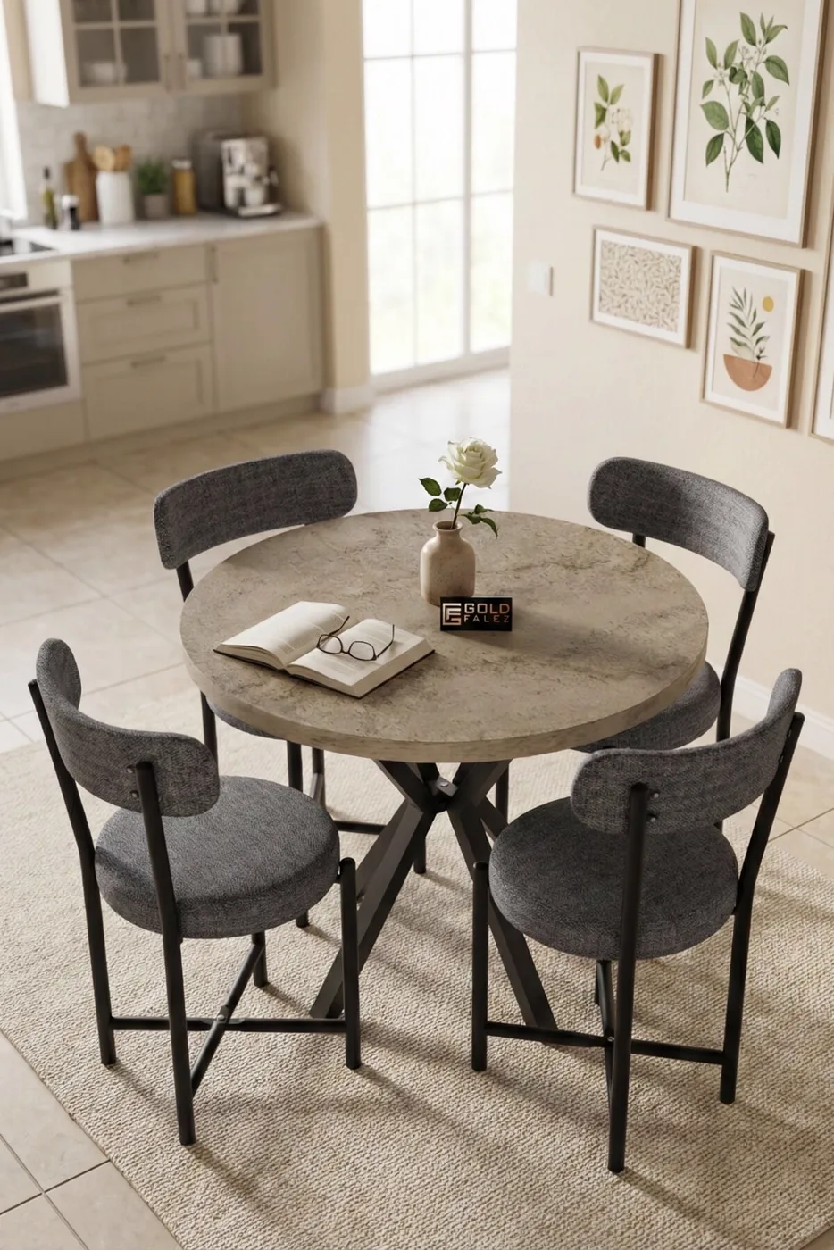MD Teddy Table Set Ecru Anthracite 90 cm