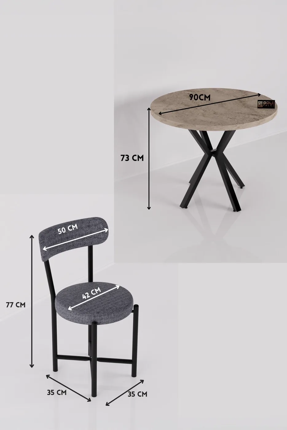 MD Teddy Table Set Ecru Anthracite 90 cm