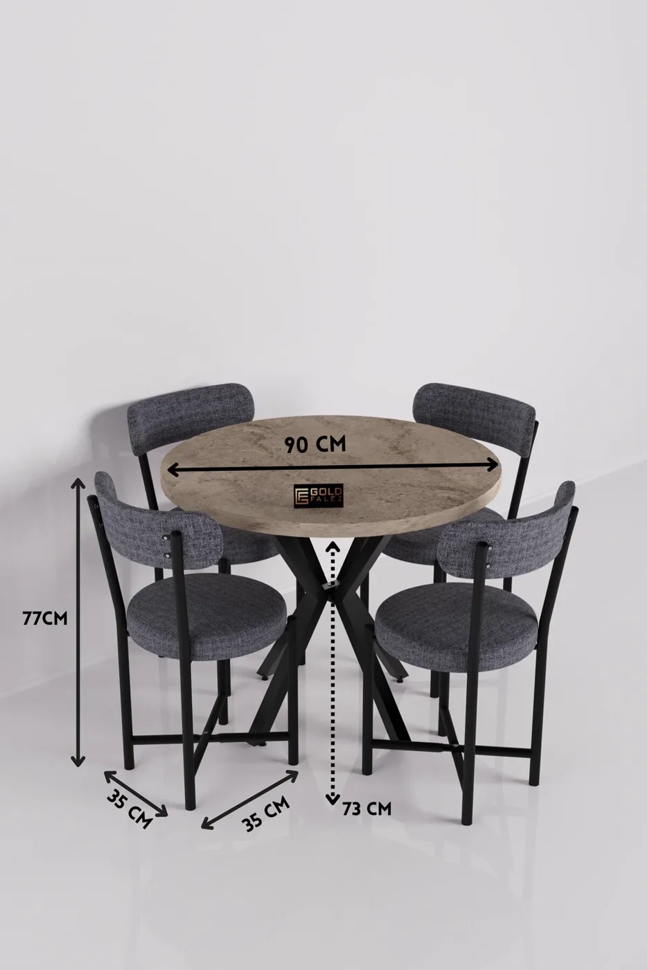 MD Teddy Table Set Ecru Anthracite 90 cm