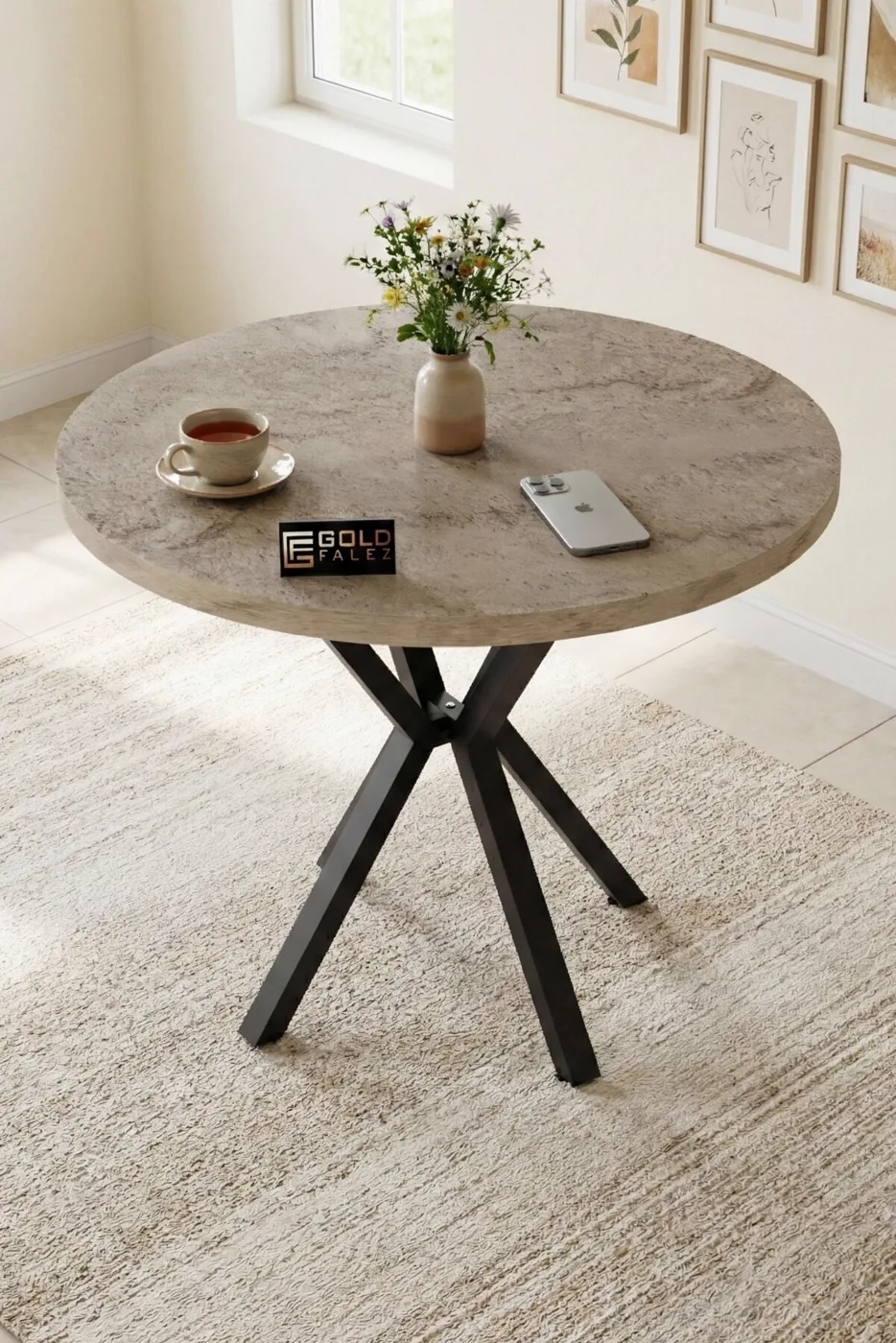 MD Teddy Table Set Ecru Anthracite 90 cm