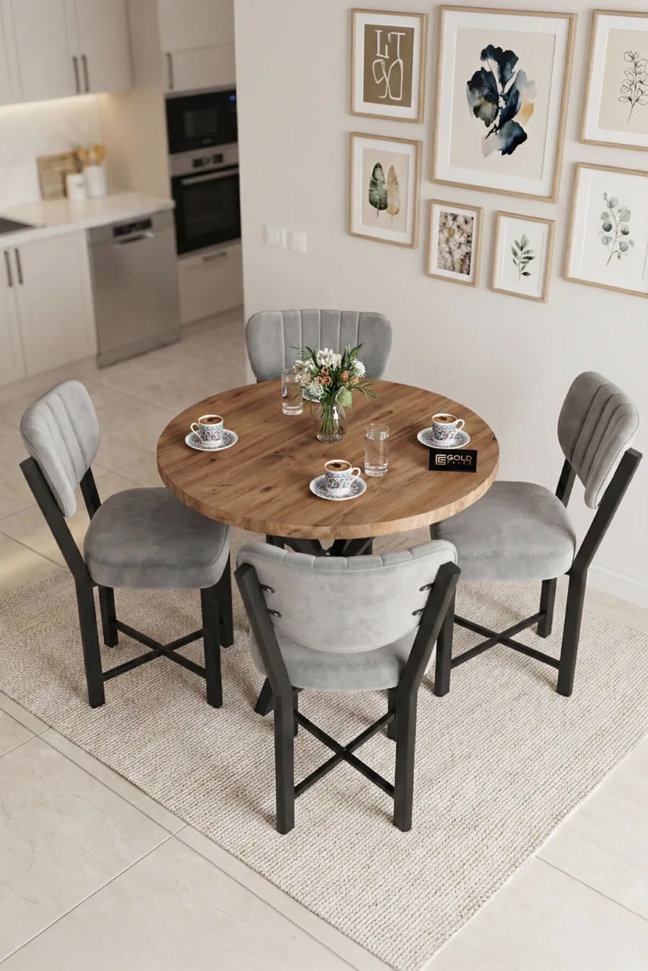 MD Elma Table Set Grey Anthracite 90 cm
