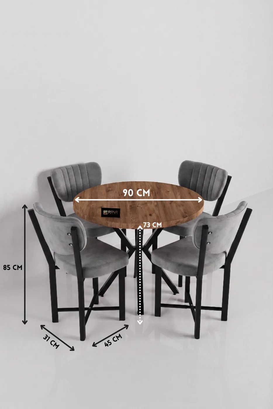 MD Elma Table Set Grey Anthracite 90 cm