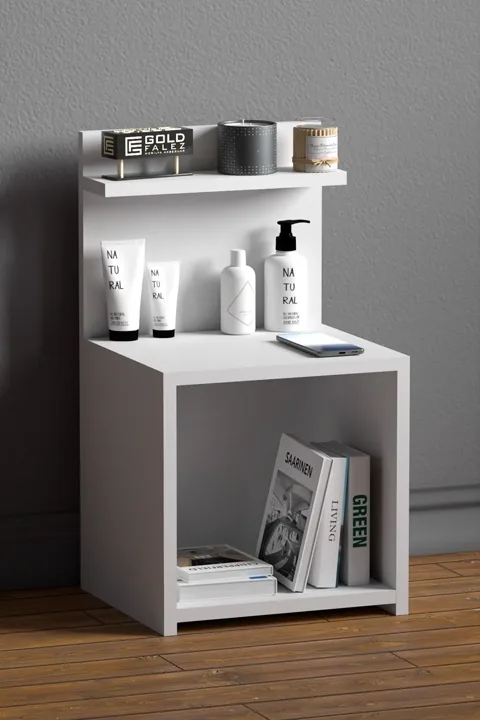 MD Open-Shelf Bedside Cabinet White 63 cm