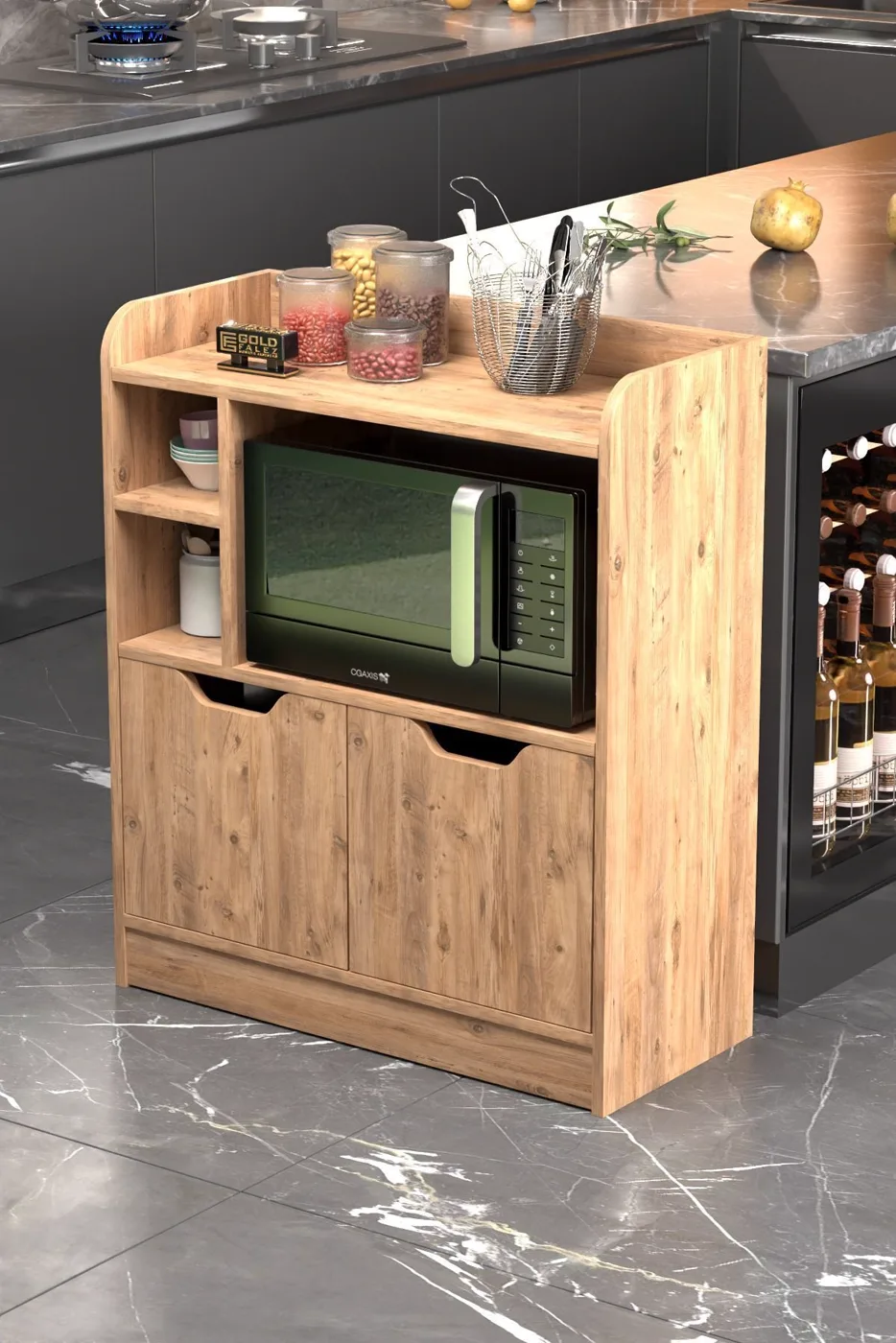 MD Oven Cabinet Brown Pine