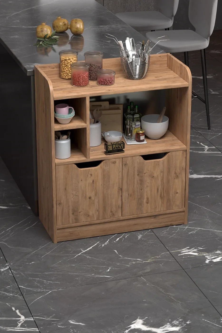 MD Oven Cabinet Brown Pine