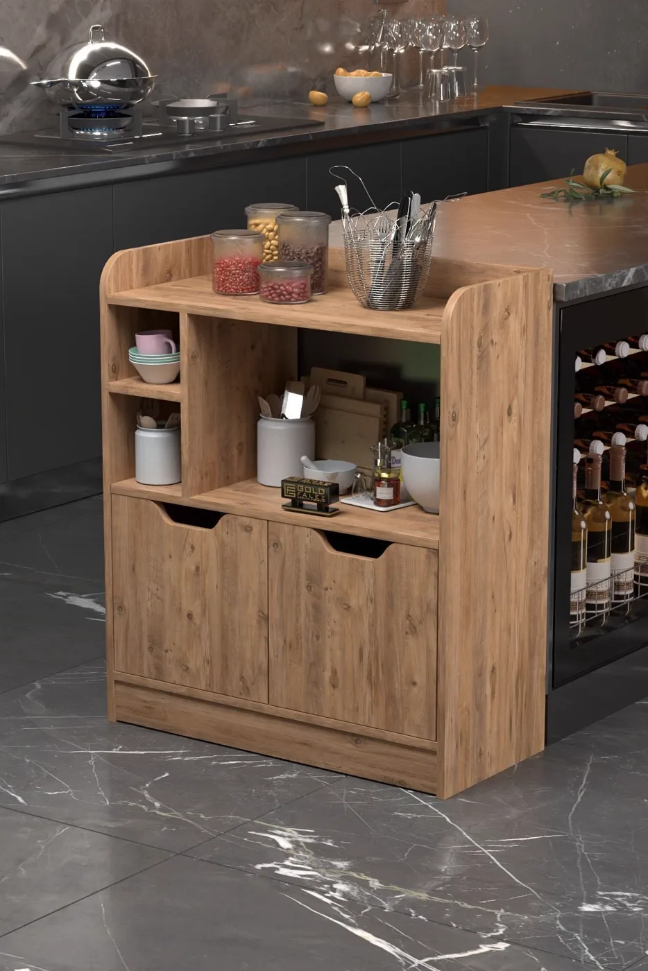 MD Oven Cabinet Brown Pine