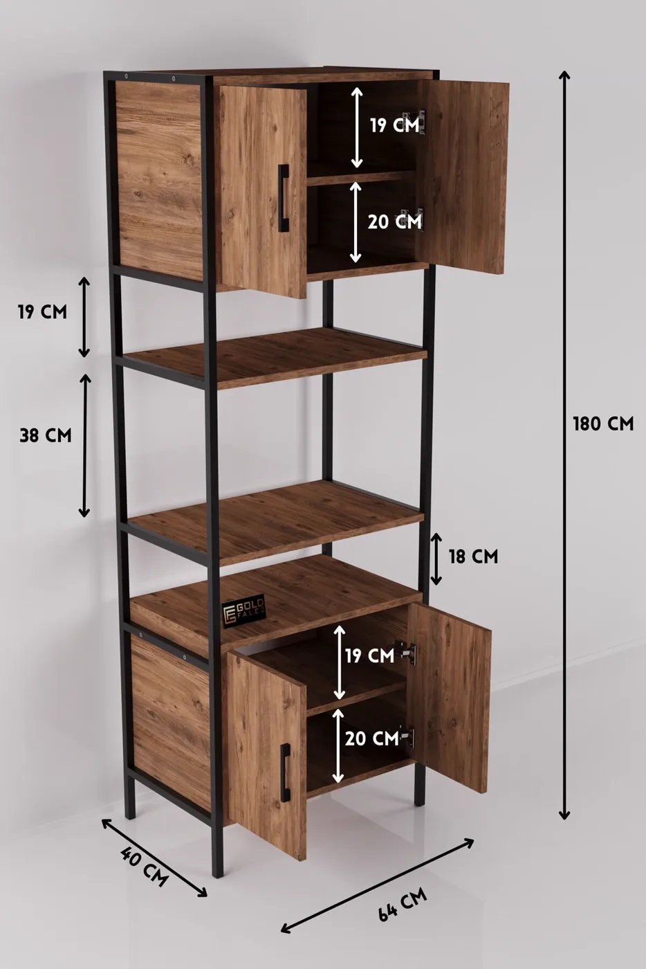 MD Oven Cabinet with Metal Legs Atlantic Pine