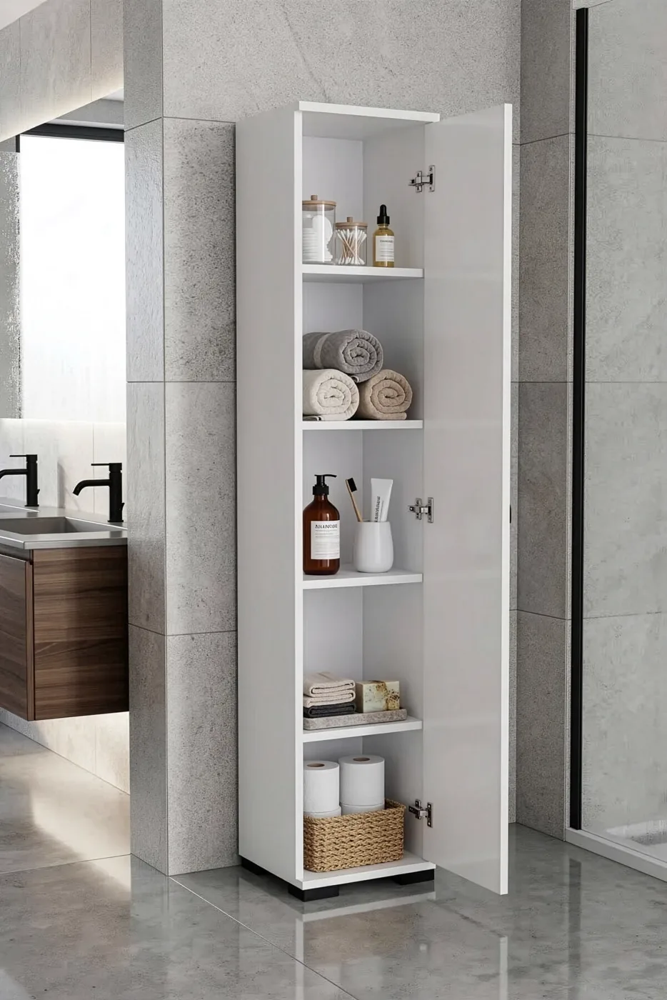 MD Multi-Purpose Bathroom Cabinet White 30 cm