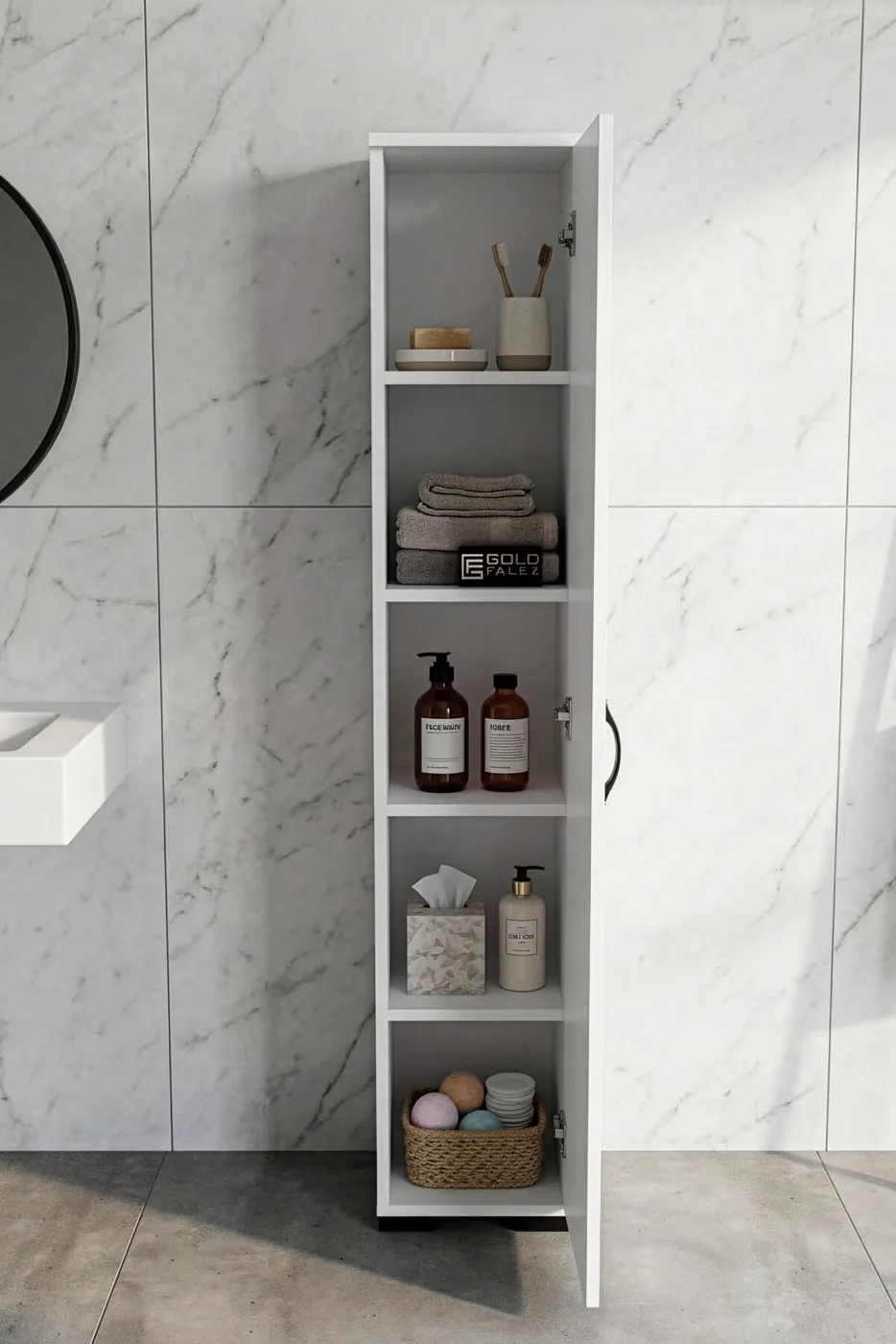 MD Multi-Purpose Bathroom Cabinet White 30 cm