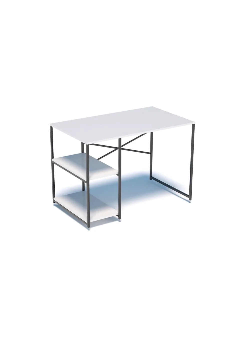 MD Desk with Shelves White 120