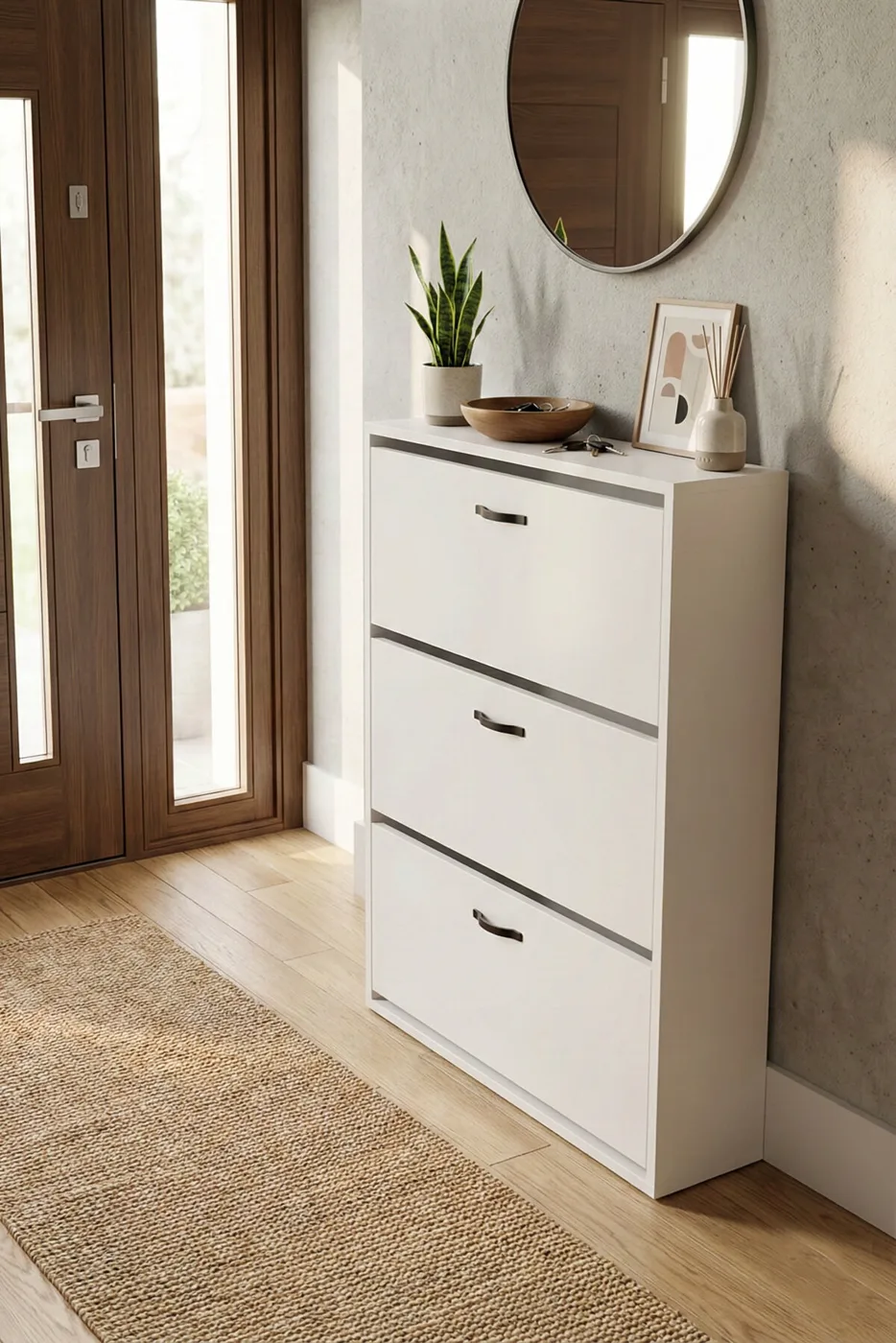 MD Drop-Down Door Shoe Cabinet White 74 cm
