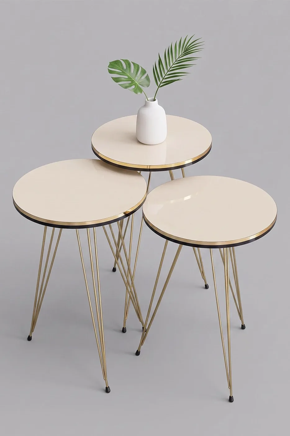 MD Gold Wire Round Nesting Cream Beige 3-Piece