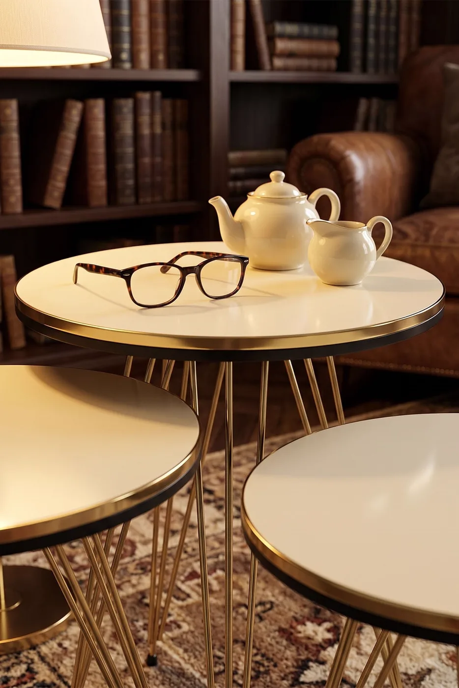 MD Gold Wire Round Nesting Cream Beige 3-Piece