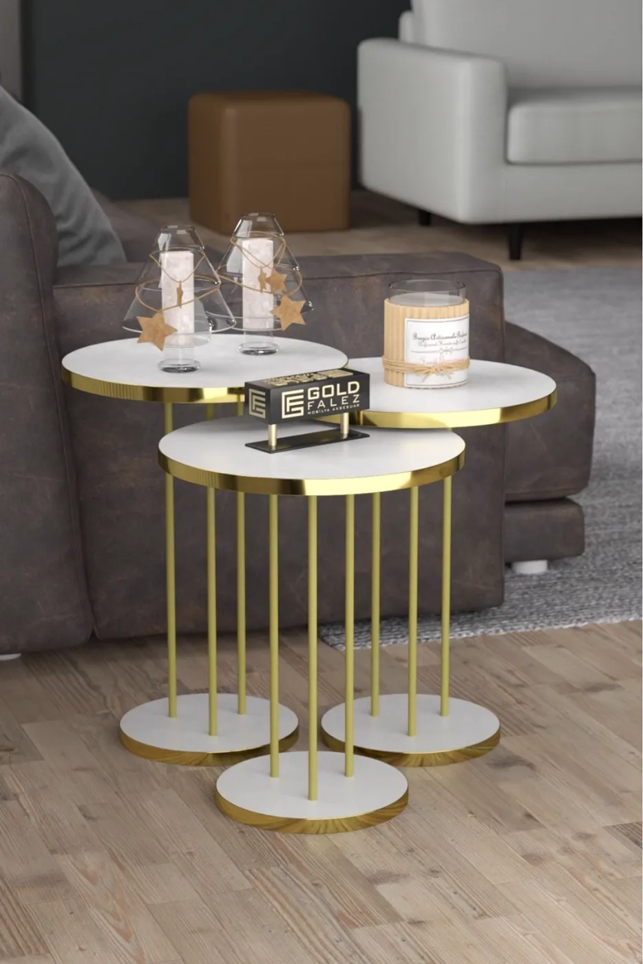 MD Gold Terra Nesting White 3-Piece