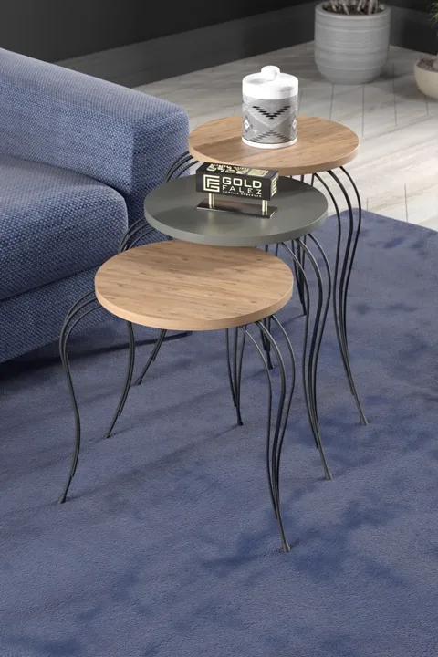 MD Lukens Nesting Table Anthracite Grey 3-piece