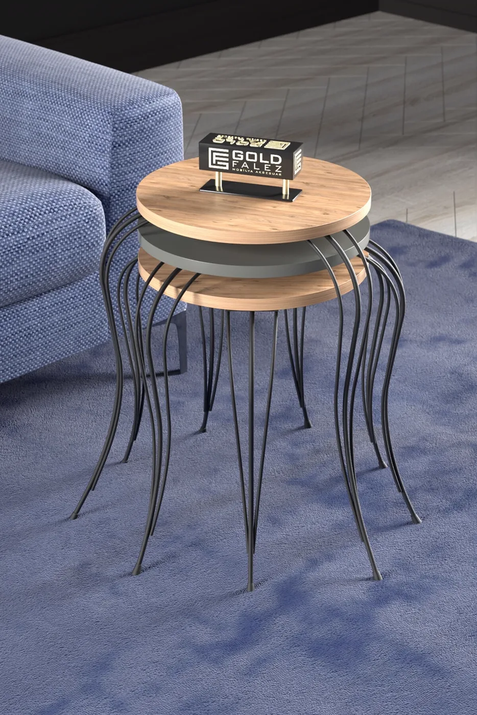 MD Lukens Nesting Table Anthracite Grey 3-piece