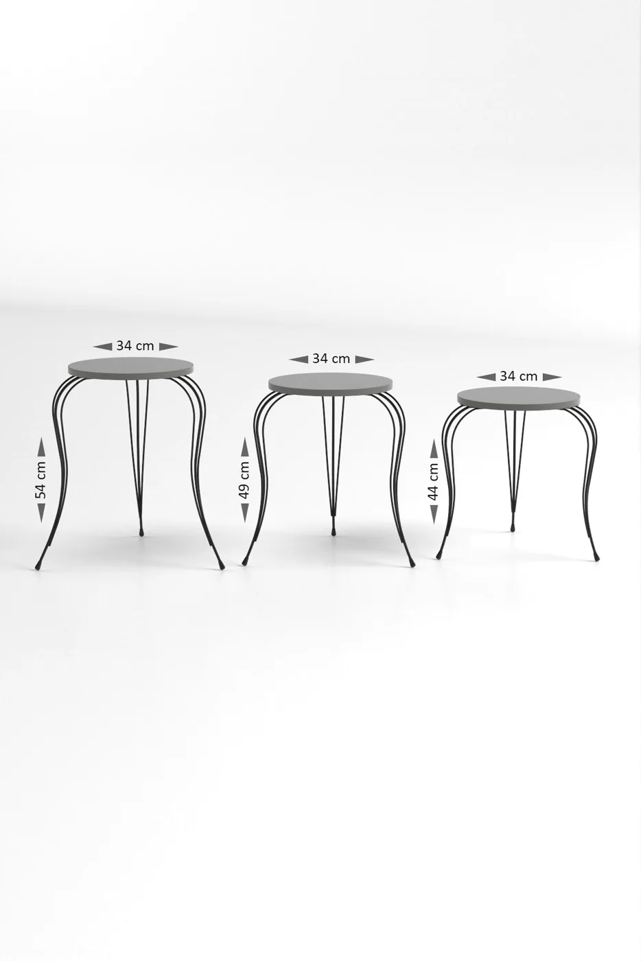 MD Lukens Nesting Table Anthracite Grey 3-piece