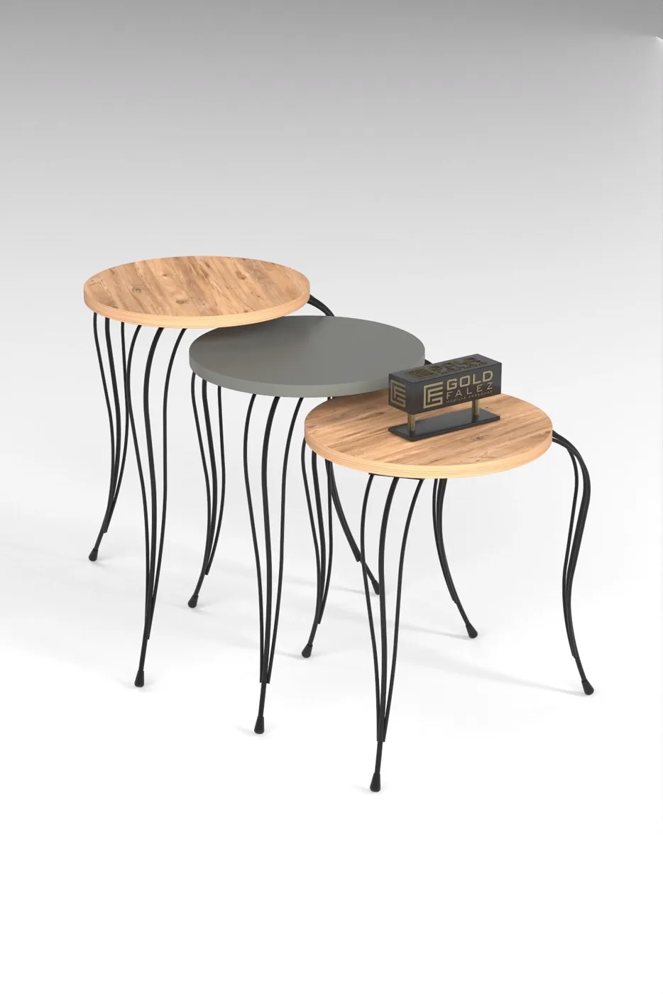 MD Lukens Nesting Table Anthracite Grey 3-piece