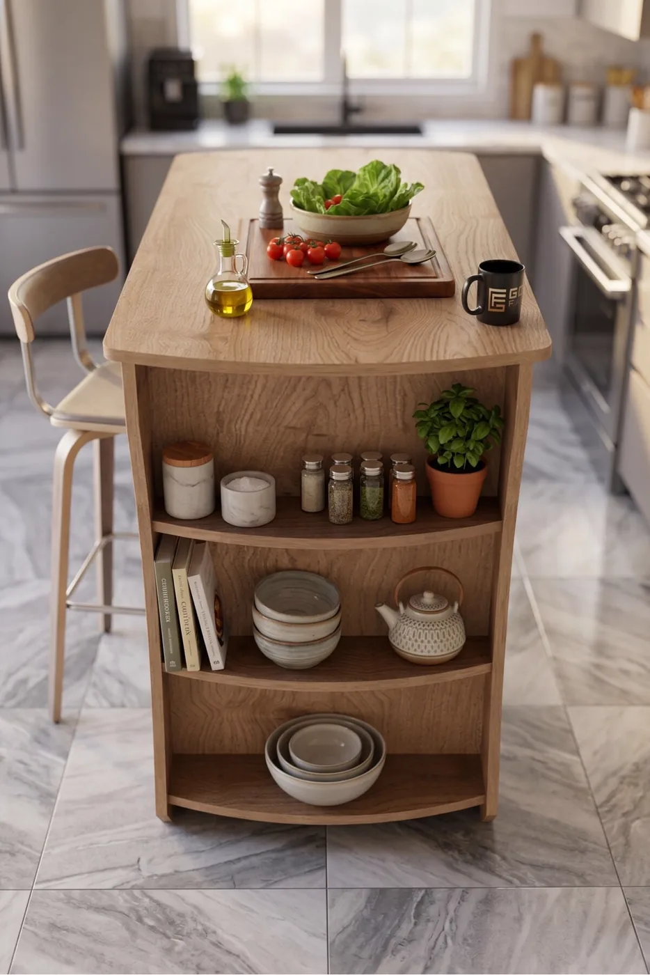 Kitchen Table Kitchen Island Island Table Bar Table Breakfast Table Shelved Multi-purpose Cabinet Modern Table 120x60 cm 9838 Basket