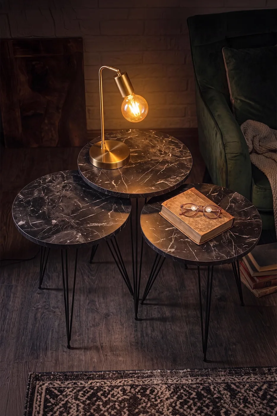 MD Wire Leg Nesting Table Black 3-piece