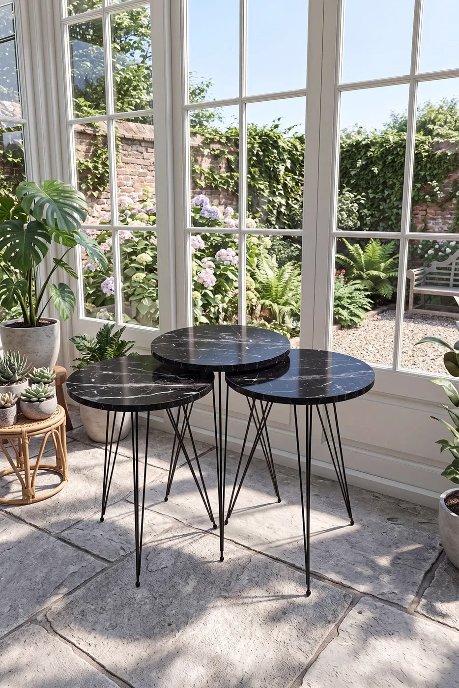 MD Wire Leg Nesting Table Black 3-piece