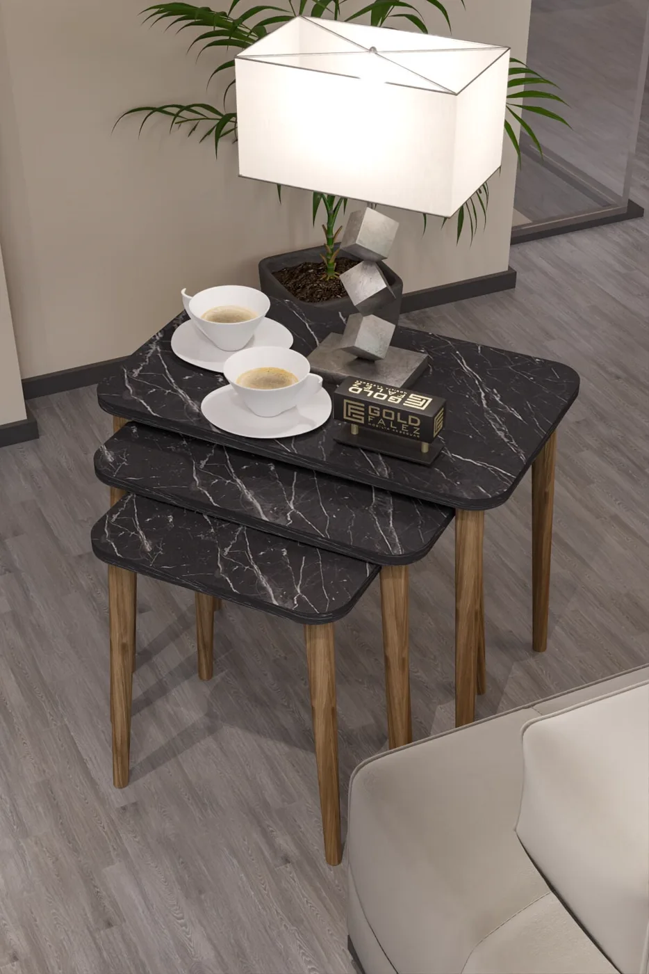 MD Torna Black 3-Piece Nesting Table