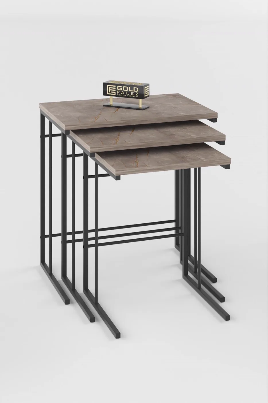 MD Solo Gordion Grey 3-Piece Nesting Table