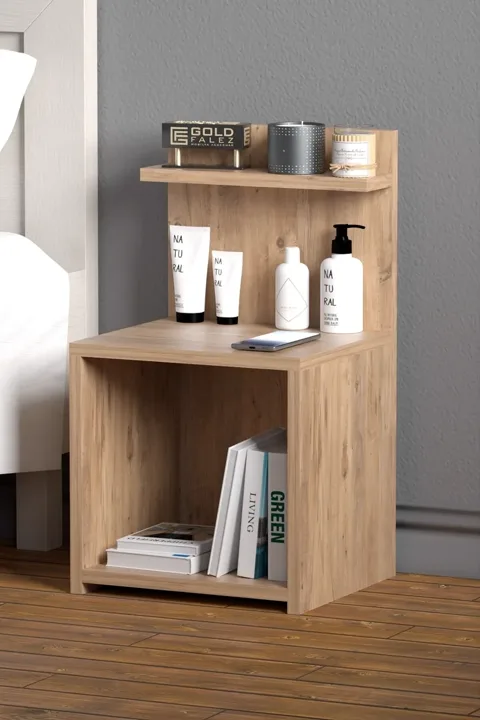 MD Open-Shelved Bedside Cabinet Walnut 63 cm