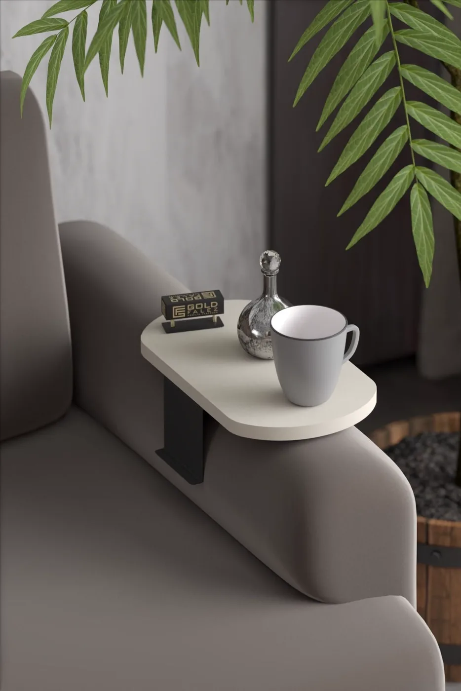MD Adjustable Side Table Cream Beige