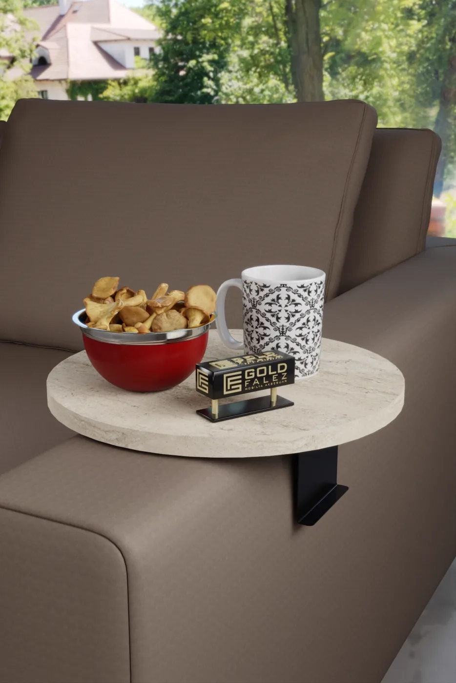 MD Armrest Side Table Ecru 34 cm