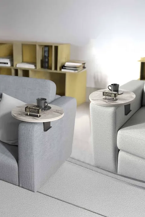 MD Efes Sofa Side Tray Table White 2-piece