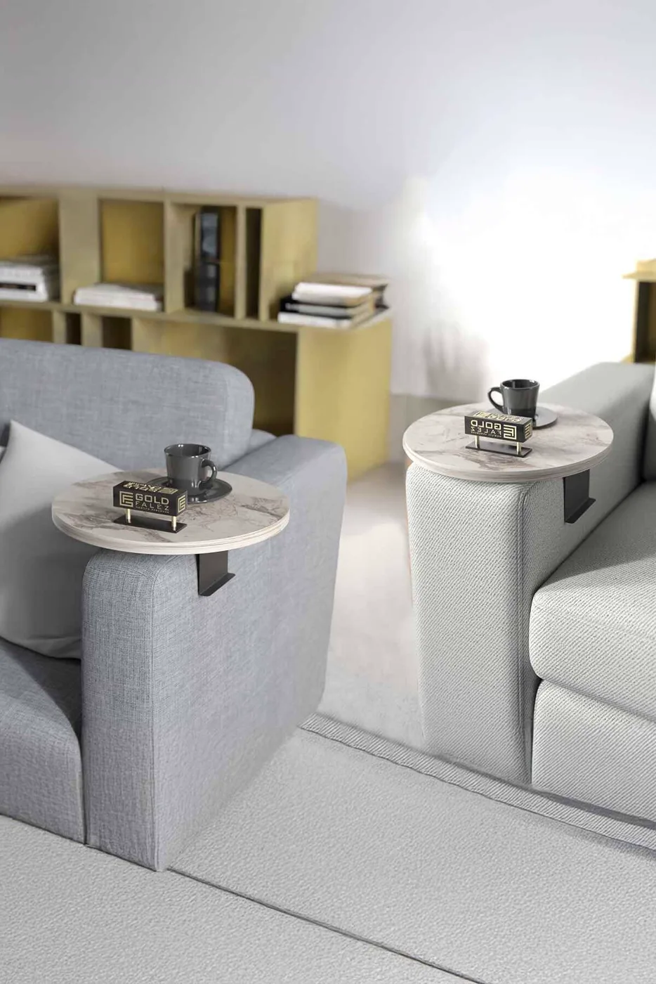 MD Efes Sofa Side Tray Table White 2-piece