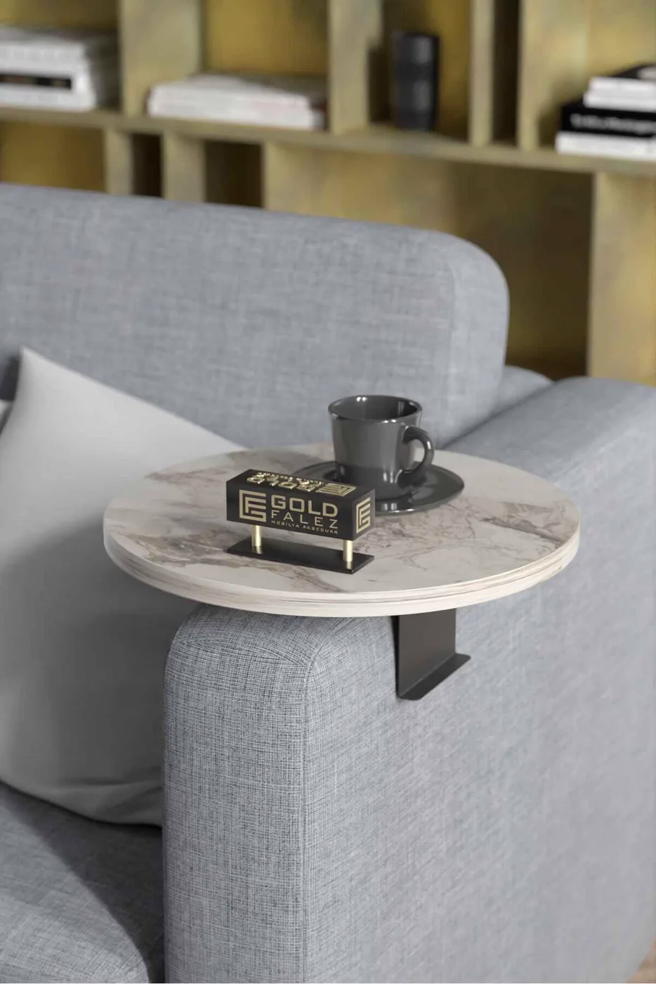 MD Efes Sofa Side Tray Table White 2-piece