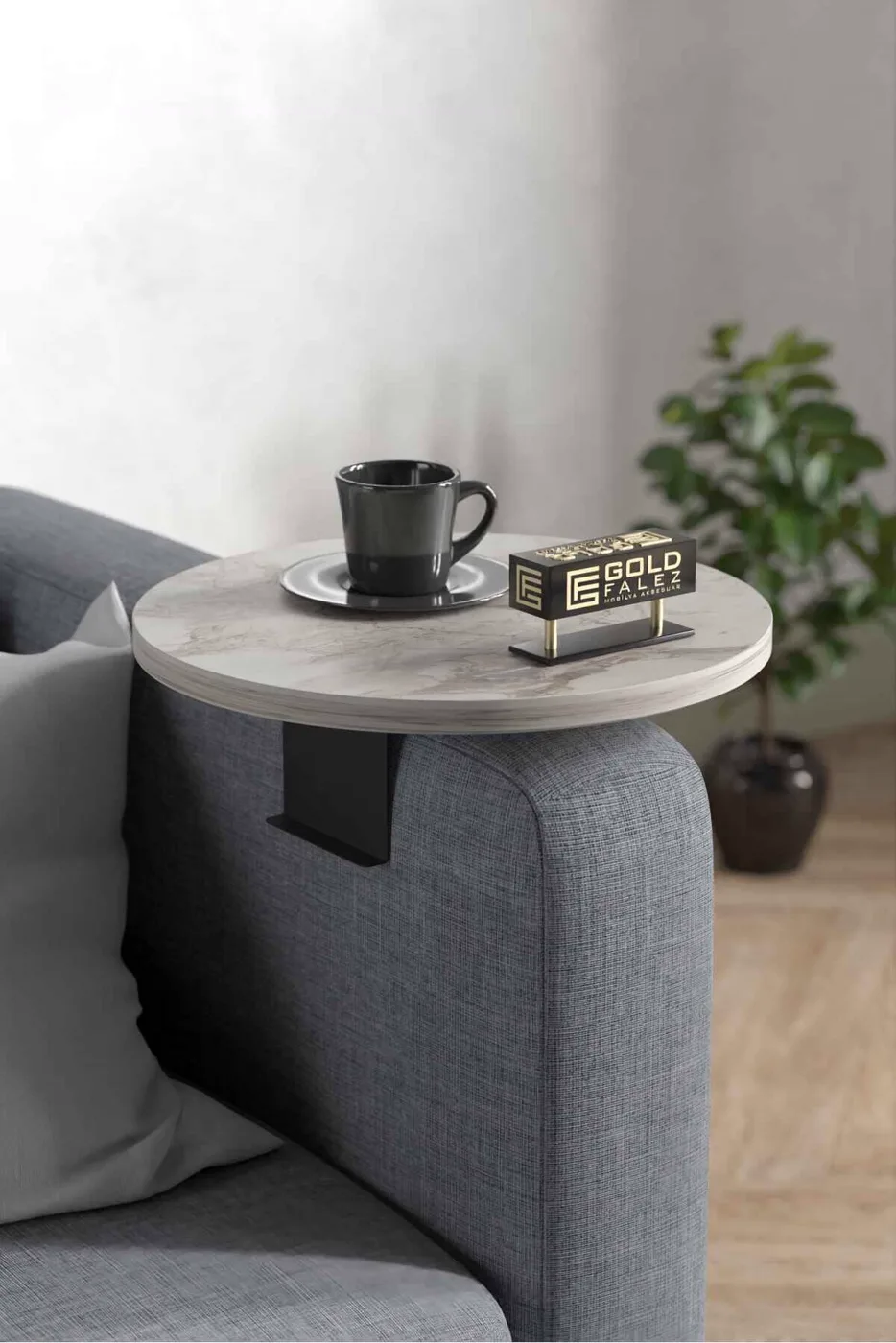 MD Efes Sofa Side Tray Table White 2-piece