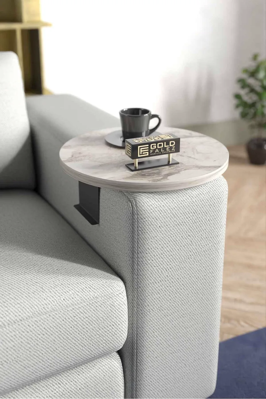 MD Efes Sofa Side Tray Table White 2-piece