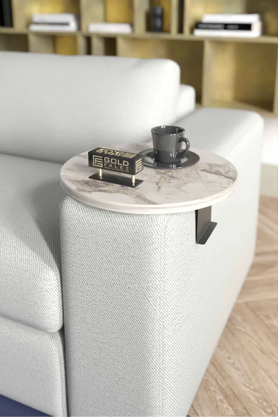 MD Efes Sofa Side Tray Table White 2-piece