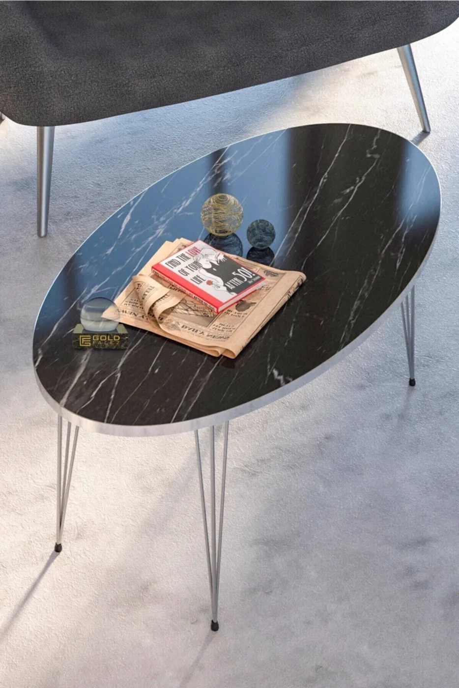 MD Silver Metal 4-Piece Table Set Black