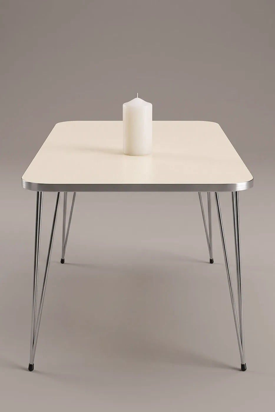 MD Silver Metal Cream Beige Coffee Table
