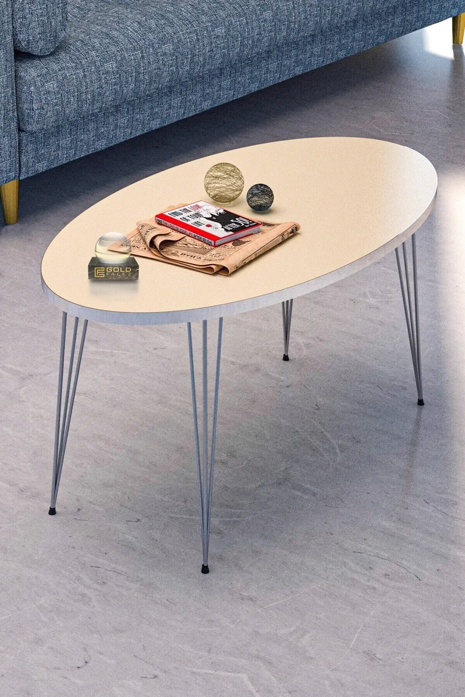 MD Silver Metal 4-Piece Table Set Cream