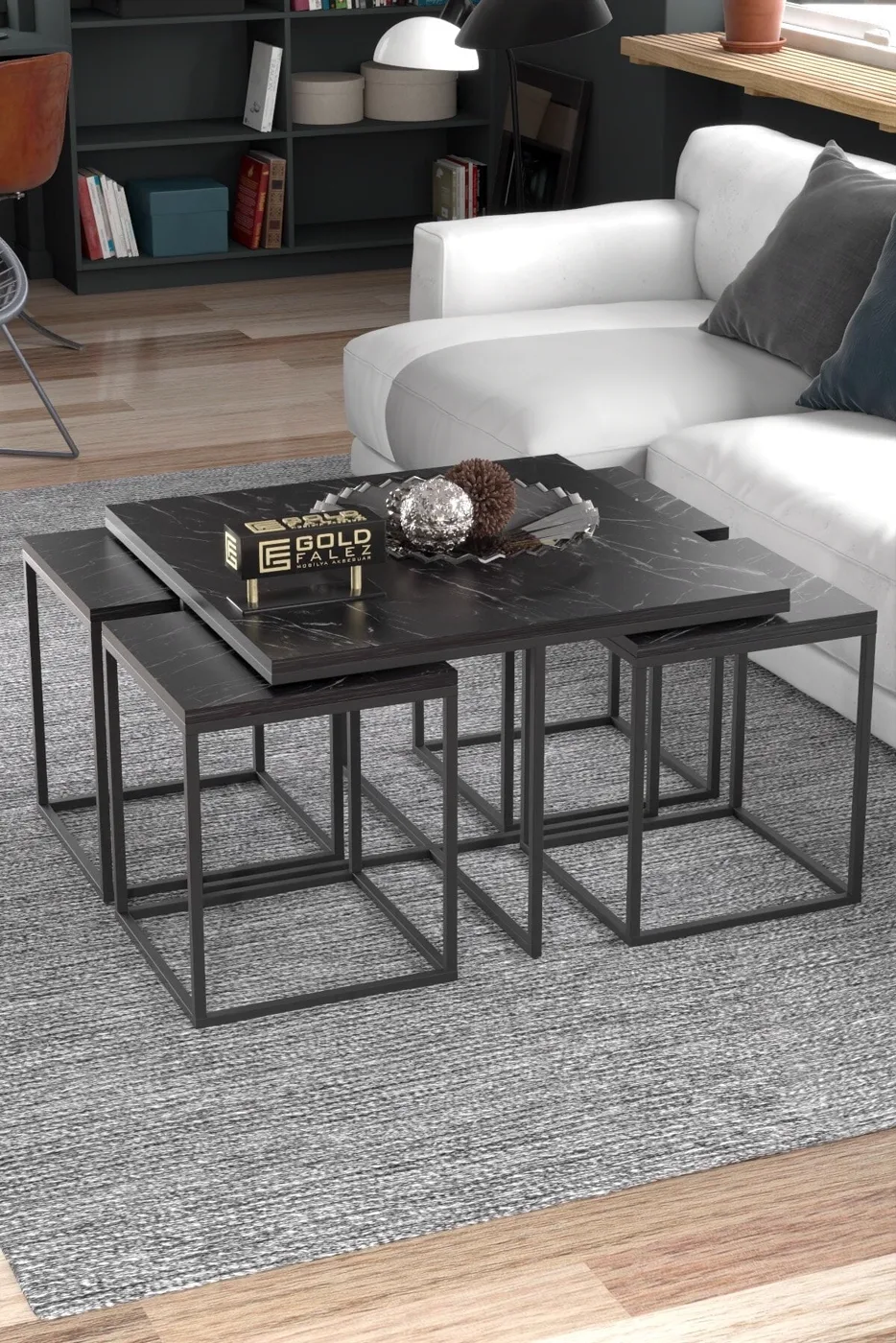 MD Gold Bendir Black 5-Piece Table Set