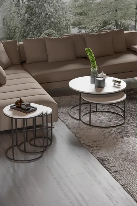 MD C Nesting Coffee Table Set White 5-piece