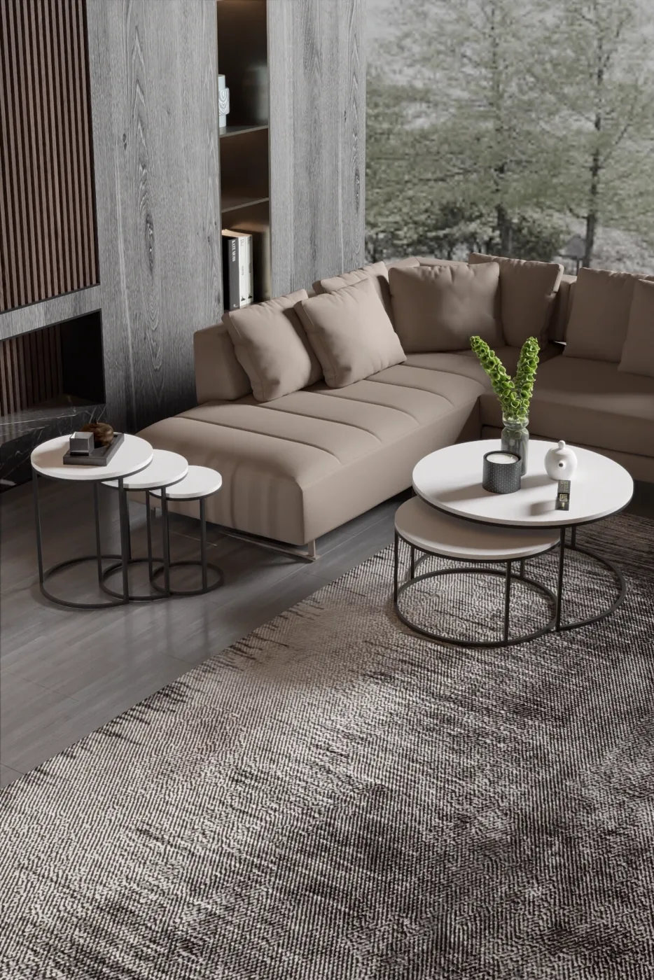MD C Nesting Coffee Table Set White 5-piece